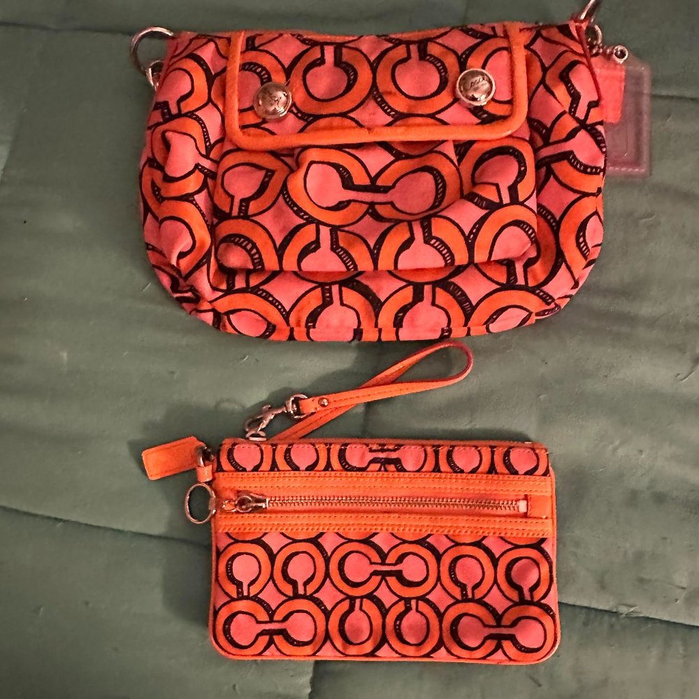 Coach Bag and Wallet (Pink and Orange)